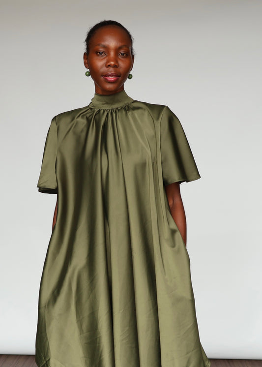 Nawiri Silky Crepe - Olive Green