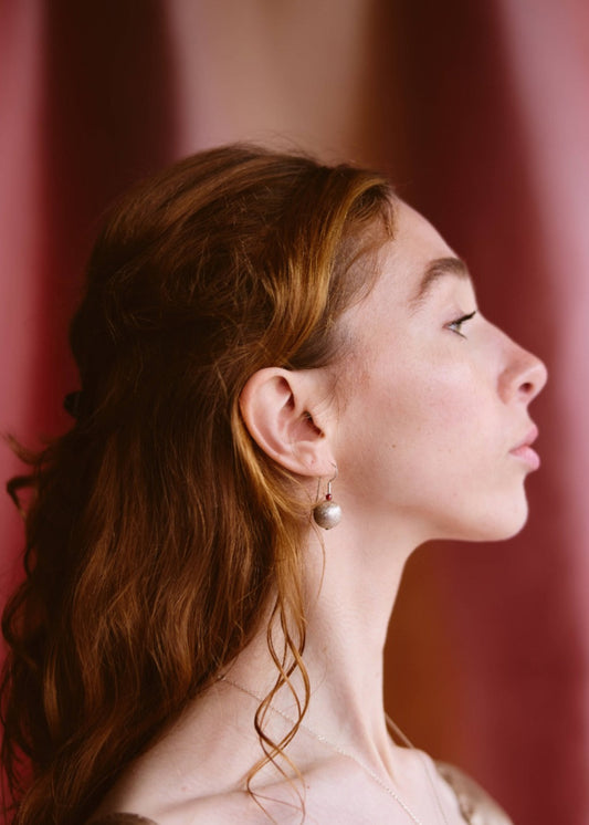 Round Silver Ball Earrings