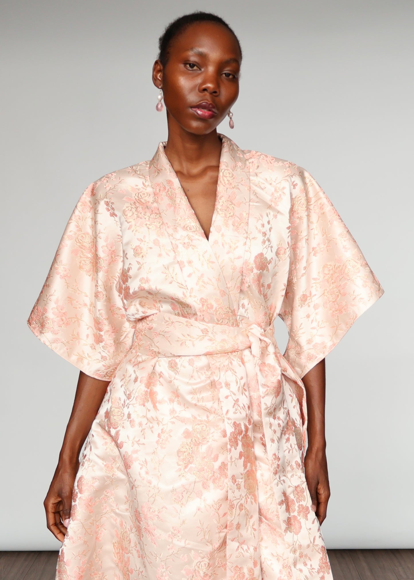 Aryana Structured Brocade Dress - Baby Pink