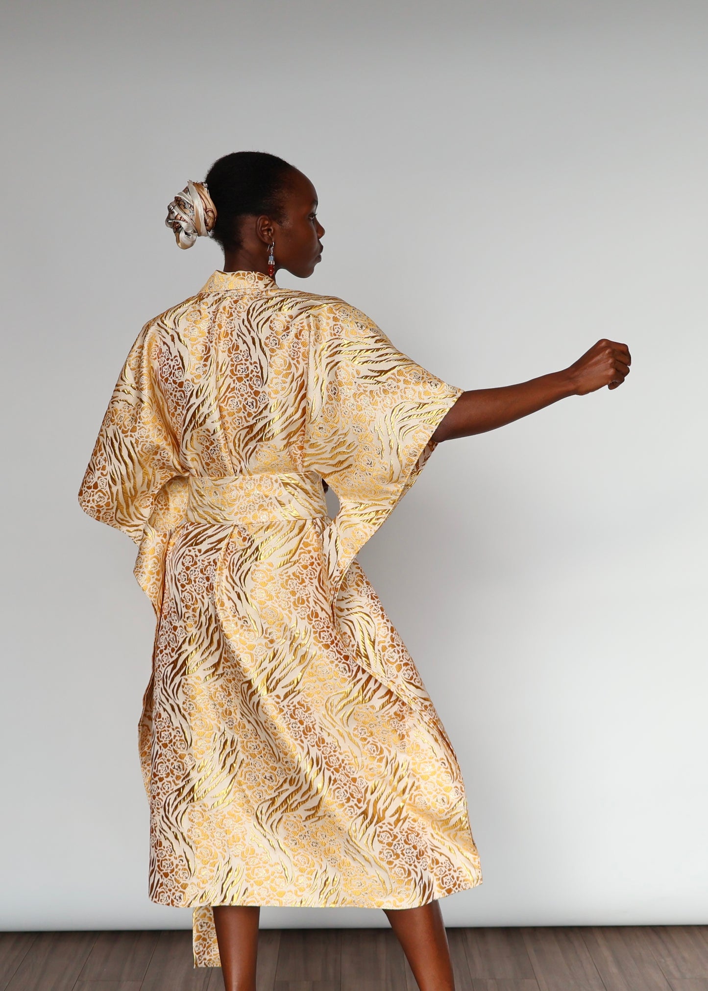 Aryana Structured Brocade Dress - Golden