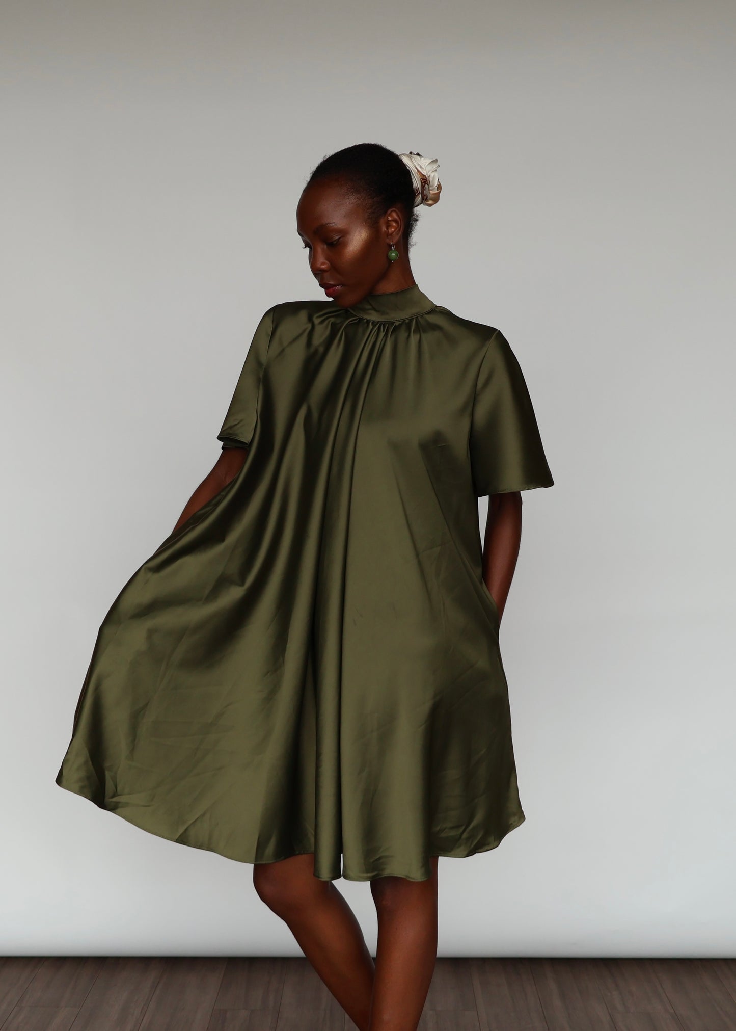 Nawiri Silky Crepe - Olive Green